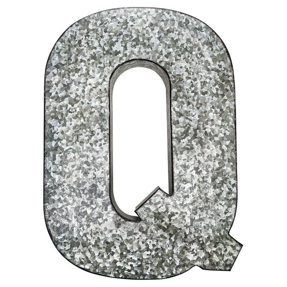 20" Metal Letter "Q" Wall Decor, Silver with Rusted Edges, Galvanized Wall Mountable Decoration for Country, -Century, or Farmhouse Themed Room or Event - YOSITiuu