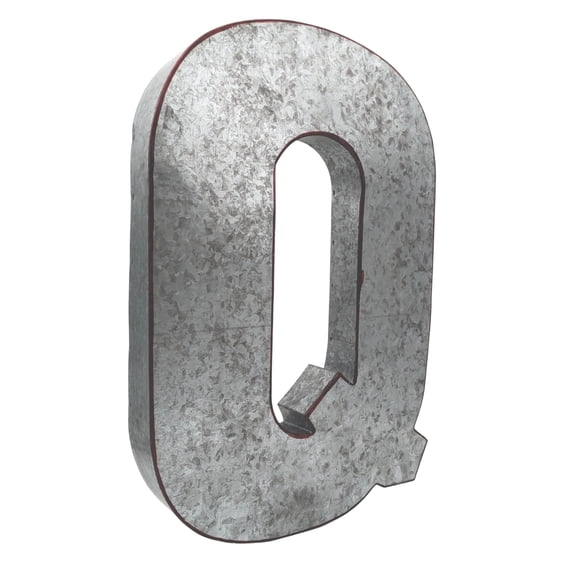 20" Metal Letter "Q" , Silver with Rusted Edges by SciencePurchase