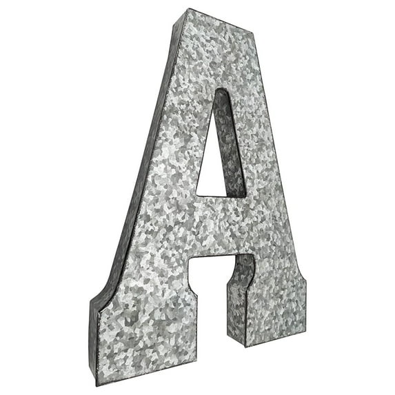 20" Metal Letter A Wall Decor, Silver with Rusted Edges, Galvanized Wall Mountable Decoration for Country, -Century, or Farmhouse Themed Room or Event