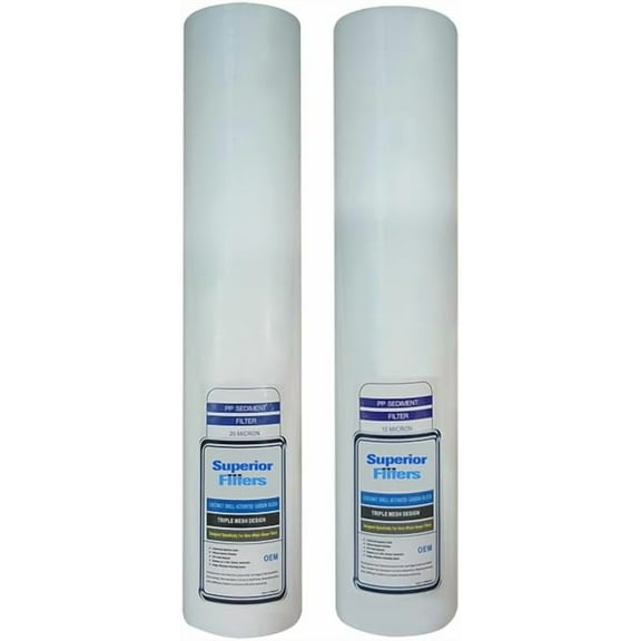 20 Micron Sediment Filter - Whole House Water Filter Cartridge - High-performance 20-inch Replacement - Compatible with All Whole House Water Filter System - (20 X 4.5, 2 Pack)