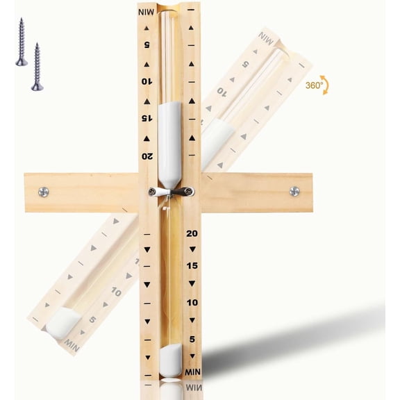 20 Min Rotatable Wooden Sauna Hourglass Timer, White Sand Clock for