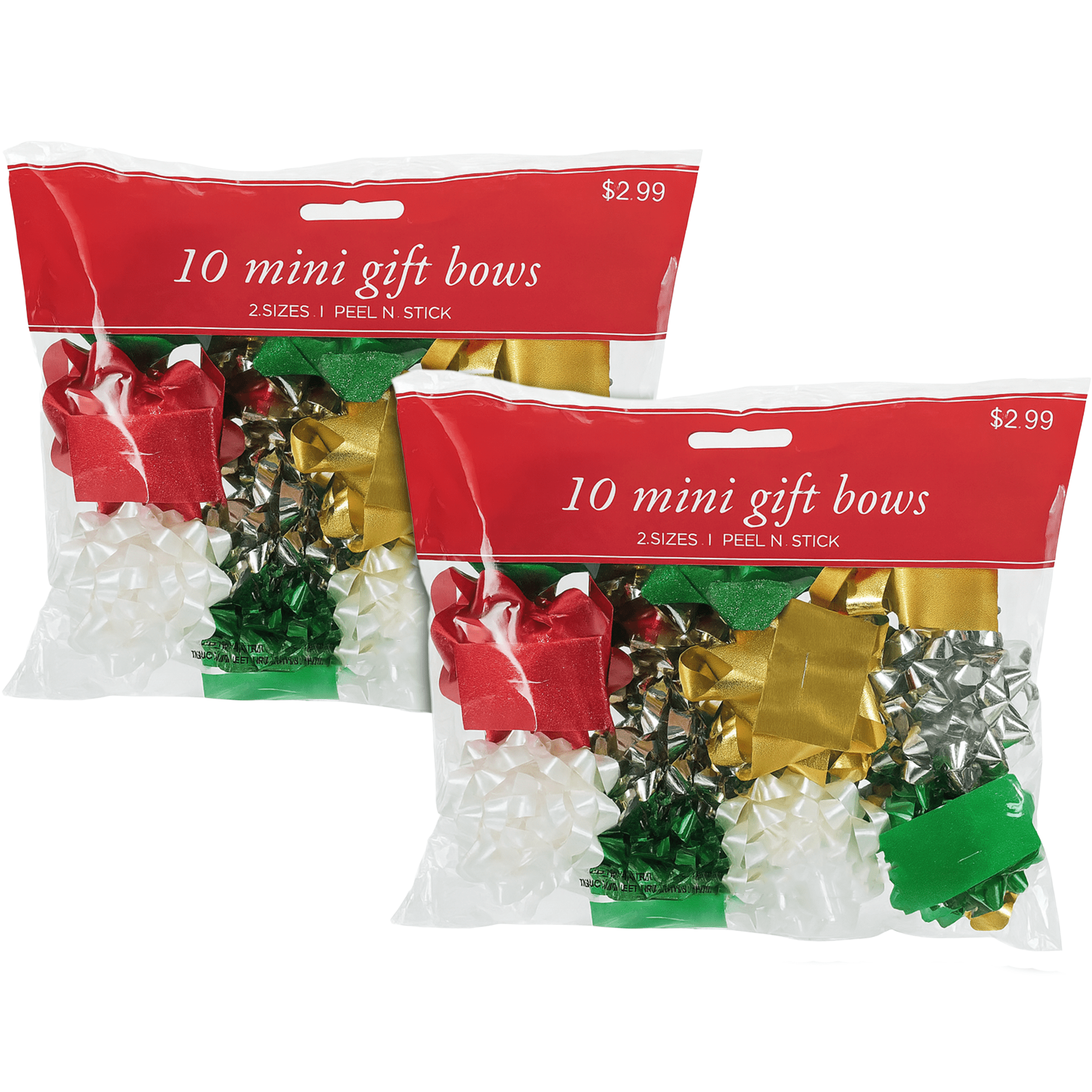 20 Mini Gift Bows, 2 Sizes Peel and Stick, Assorted Holiday Colors, 2 ...