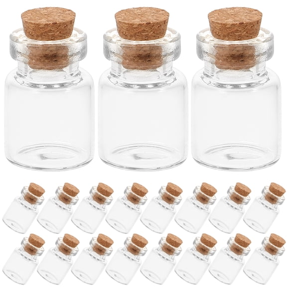 20 Mini Glass Bottles Jars Cork 22cm DIY Wishing Vials Message Jar