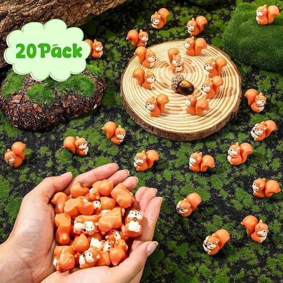 20 Mini Squirrel Resin Statues for Home Office Party Decoration Garden Moss Micro Landscape DIY Patio Decoration
