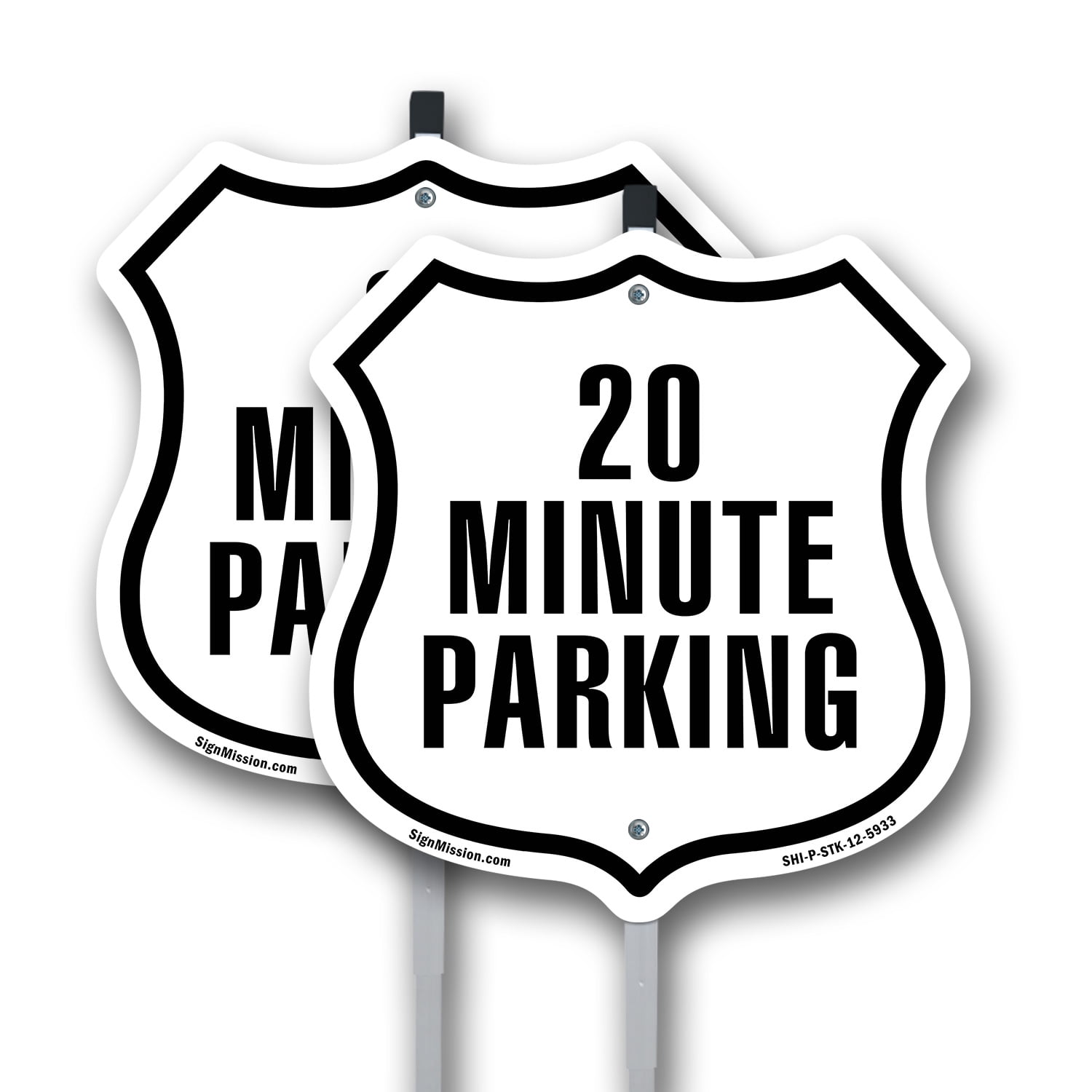 20 Minute Parking (2 Pack) 12 inch X 12 inch Shield Shaped Rust-Free ...