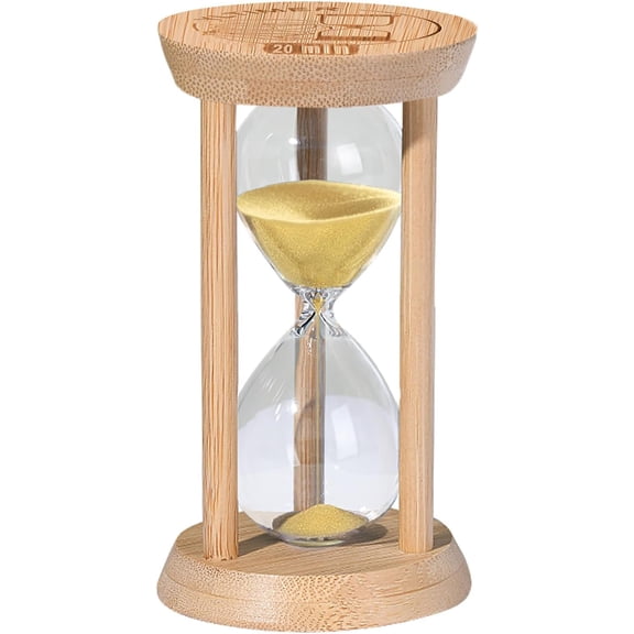 20 Minute Wooden Sand Timers,Large Bamboo Gold Sand Hourglass for Productivity, Meditation & Decor, 20 Min Reloj De Arena Sand Watch for Kitchen, Office, Game, Classroom, Yoga