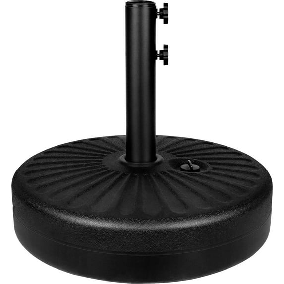20" Mobile Umbrella Round Base, Patio Market Anti-skid Designed Base with Steel Holder Water Filled for Outdoor, Lawn, Garden, Black