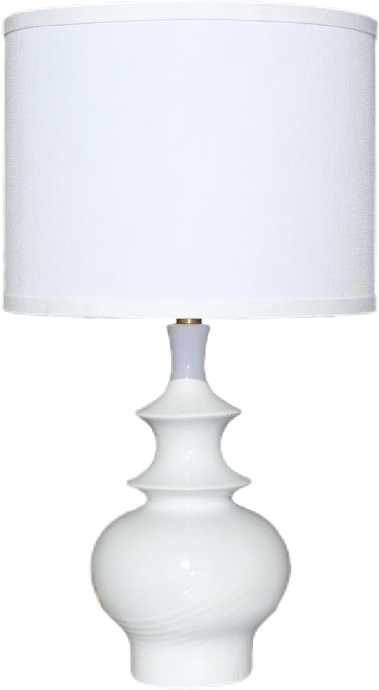 20" Modern Ceramic Table Lamps Set of 2, White Bedroom Lamps for Night ...