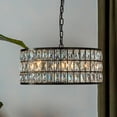 thumbnail image 1 of 20'' Modern Crystal Chandelier Matte Black Finish 6-Light Round Drum Pendant Light Fixture for Dining Room Kitchen, 1 of 8