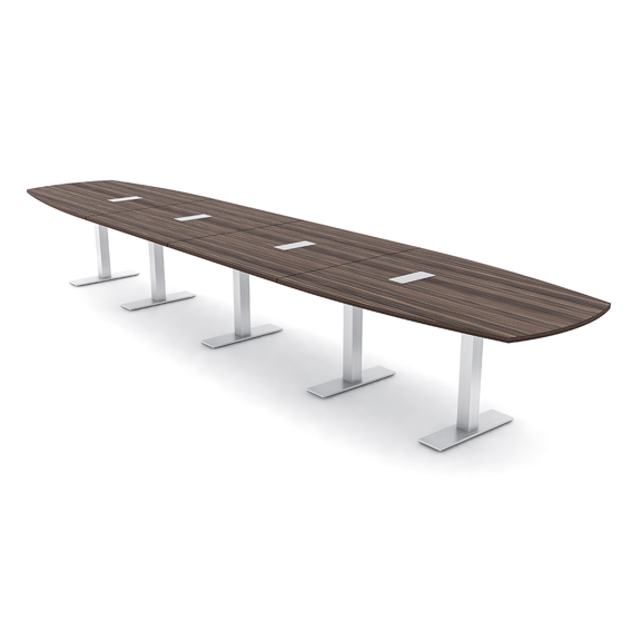 20' Modular Arc Boat Boardroom Table Metal T-Bases Data And Electric