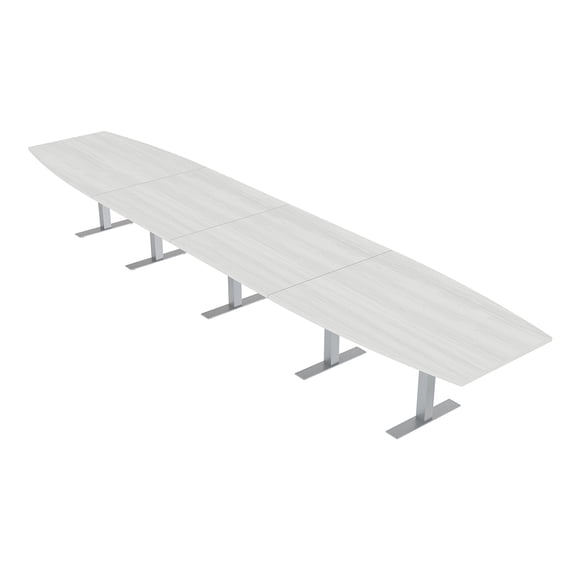 20' Modular Boardroom Table Boat Shaped Metal T-Bases Power And Data