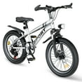 thumbnail image 1 of 20" Mountain Bike for Kids 7-12, SHINPT Kids Bicycle with LED Light, Toddler Girls and Boys Bike with 7-Speed Gears, Boys 20 inch Bike with Shock Absorber Front Fork, Bike Ages 7-12, Pink, Silver, 1 of 6