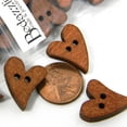 thumbnail image 1 of 20 Natural 3/4 inch Brown Wood Whimsical Heart Wooden 2 Hole Flat Sewing Buttons, Linking Beads, Charms etc, 1 of 3