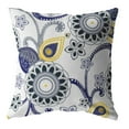 thumbnail image 1 of 20â€ Navy White Floral Suede Throw Pillow, 1 of 4