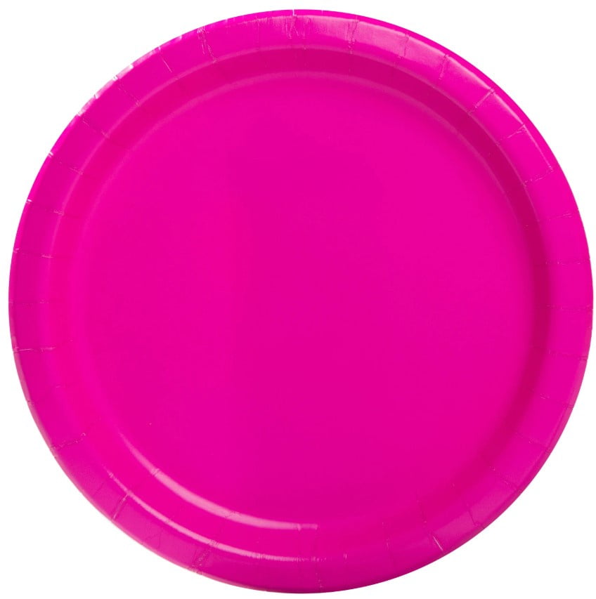 Way To Celebrate Neon Pink 9" Disposable Paper Material Party Plates 20 Count