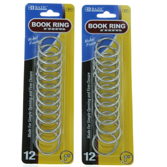 20 Nickel Finish 1" Metal Book Rings School Home Office Accessory Bazic #211