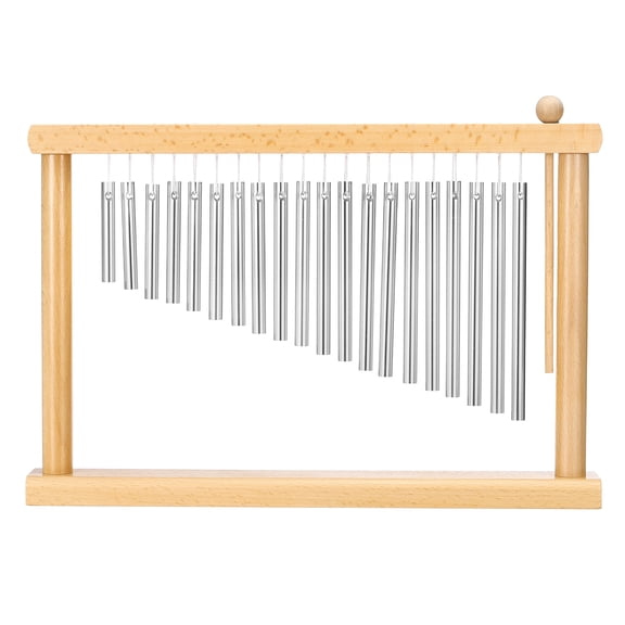 20 Note Chime Bar Table Top Wind Chimes Music Percussion Instrument with Mallet for Relaxing Meditation Office Decoration (Silver Tone)