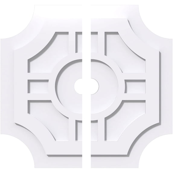 20"OD x 2"ID x 6 1/2"C x 1"P Haus Architectural Grade PVC Contemporary Ceiling Medallion, Two Piece