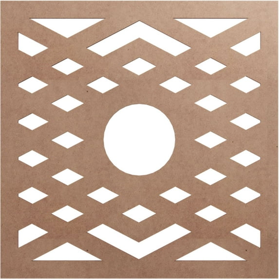 20"OD x 5 1/8"ID x 3/8"T Chevron Wood Fretwork Pierced Ceiling Medallion, Wood (Paint Grade)
