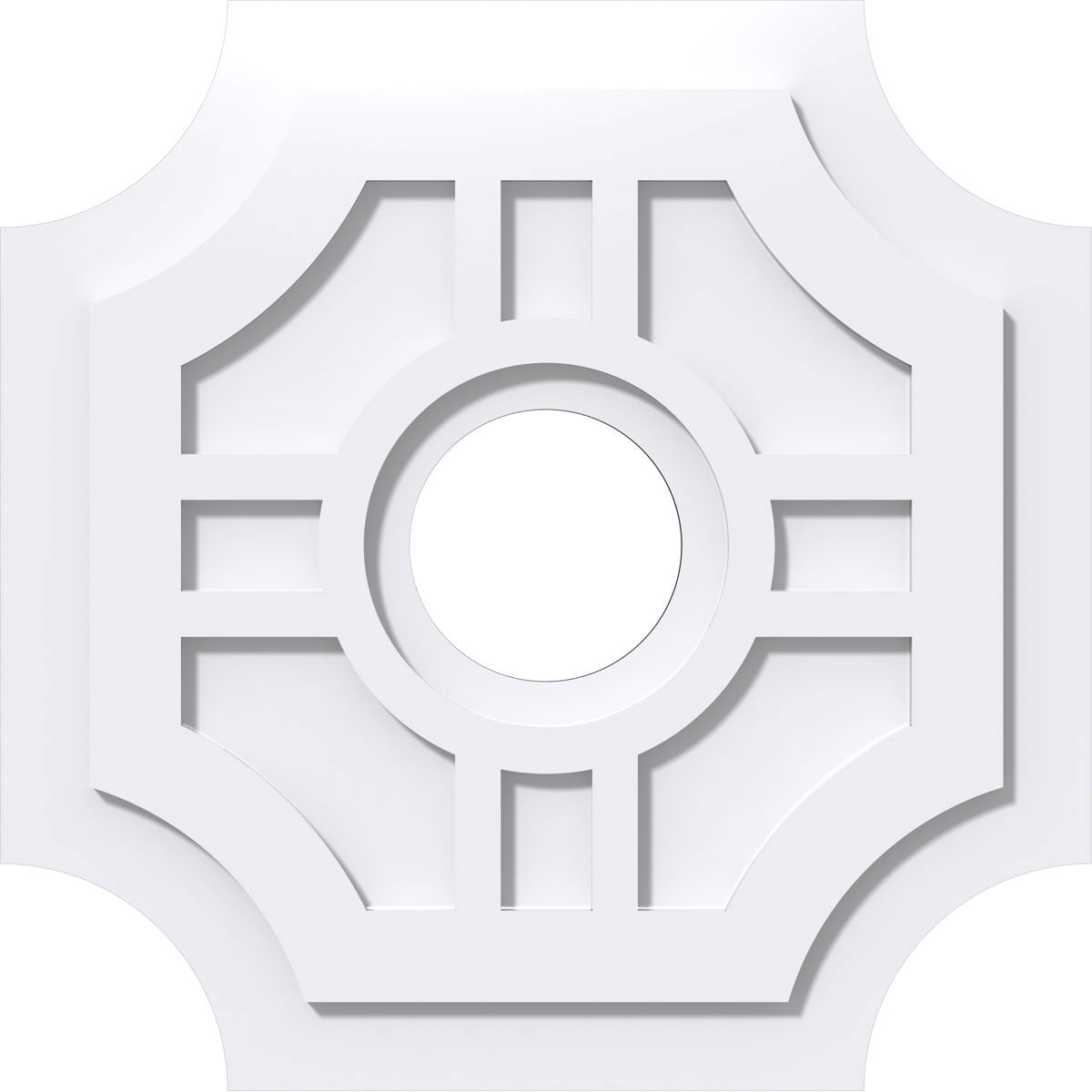 White PVC Contemporary Ceiling Medallion, 20-Inch