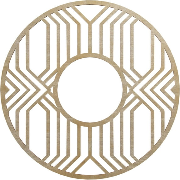 20"OD x 7 3/8"ID x 3/8"T Empire Wood Fretwork Pierced Ceiling Medallion, Birch