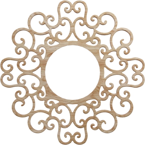 20"OD x 7 5/8"ID x 3/8"T Reims Wood Fretwork Pierced Ceiling Medallion, Red Oak