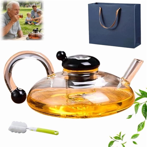 20 OZ Electric Glass Teapot with Warmer,New Glass Electric Tea Kettle with Infuser, 9-Temperature 1000w Heating Ceramic Stove, TeaPot Set with Infuser for Tea & Coffee (Translucent-without Base)
