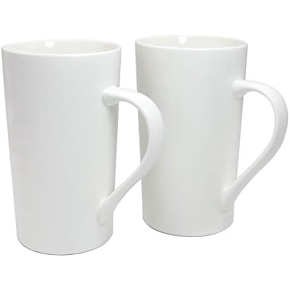 20 OZ Simple Pure White Mug (Set of 2) Plain Large Tall White Ceramic Milk Tea Coffee Mug with Handle as A Gift for Dad Mom Friends, 2pcs