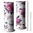 thumbnail image 1 of 20 OZ Tumbler Pink Flowers Watercolor Floral Double Wall Travel Mug with Lid and Straw,Stainless Steel Vacuum Insulated Water Bottle Gifts for Fathers Husband, 1 of 7