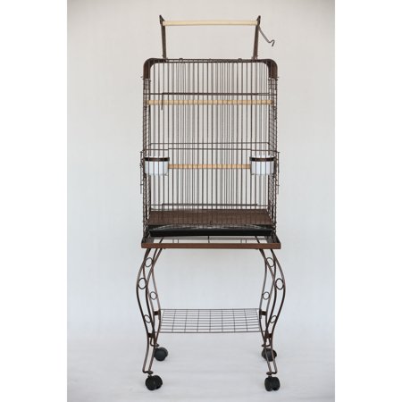 20" Open Top Parrot Cage with Stand - Antique Copper