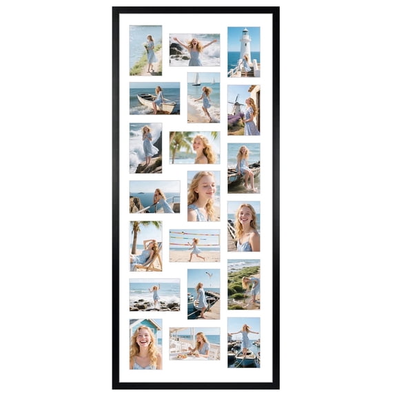 20 Opening 4x6 Collage Picture Frames, Horizontal and Vertical Black Multi Photo Frame for Wall Decoration