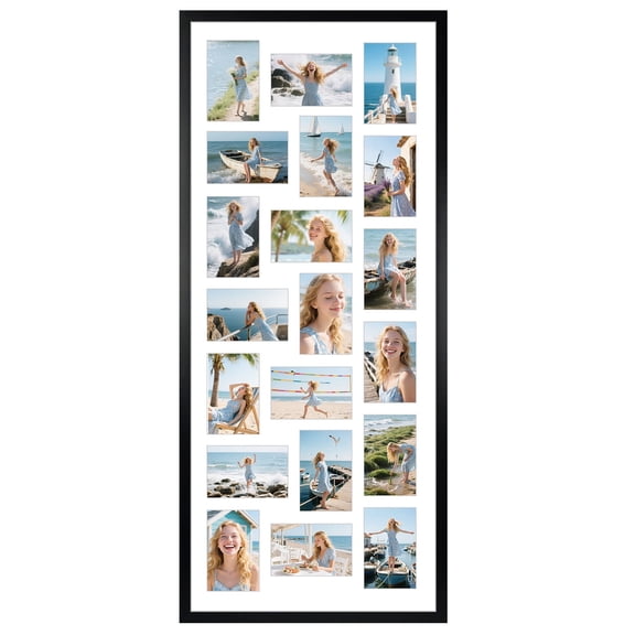 20 Opening 4x6 Collage Picture Frames, Horizontal and Vertical Black Multi Photo Frame for Wall Mount, Set of 2