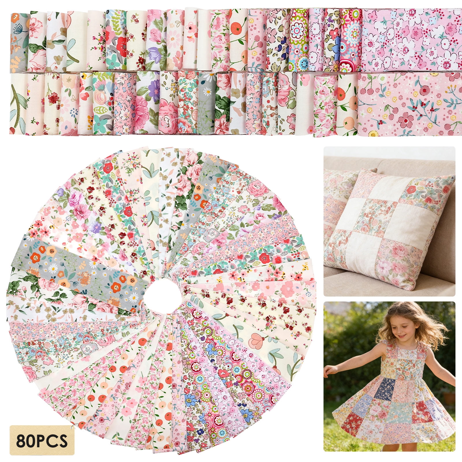 20 Options-Jelly Roll Fabric Precut Strips for Quilting, Crafting, and Sewing, 80 Pcs 2.5" x 19.69" Assorted Bundles for Rug, Quilt Project, DIY Craft and Home Decor-Happy Mermaid