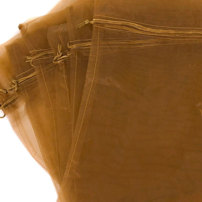20 Organza Gift Bags XL Drawstring Bronze (12 x 14 Party Favor