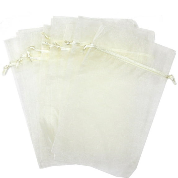 20 Organza Gift Bags XL Drawstring Cream (12 x 14 ) Party Favor Fabric Birthday Treat Goody Bags - Extra Large
