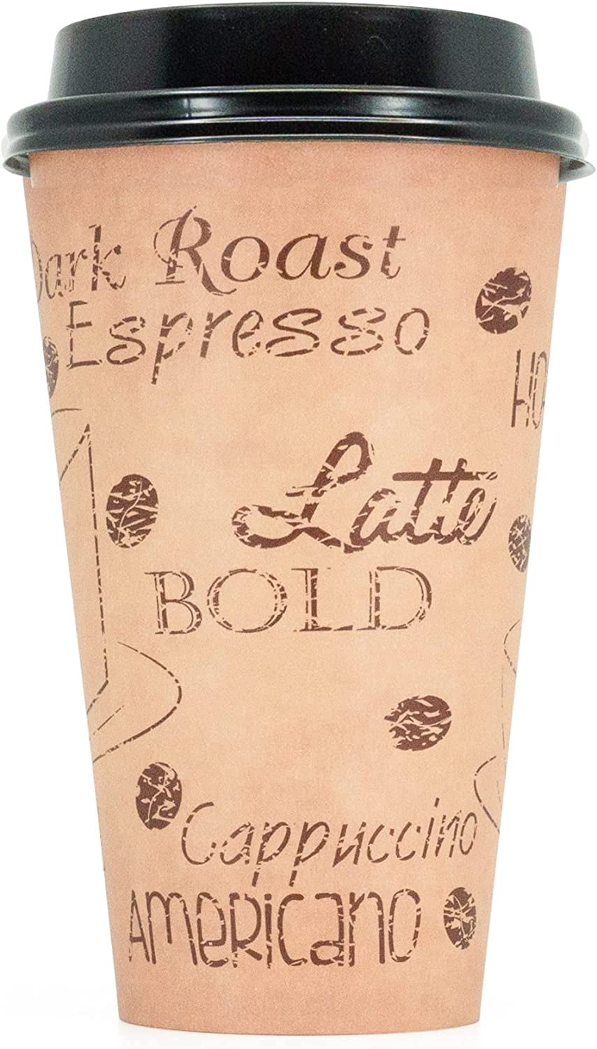 ecodesign-us 20 Ounce Disposable Paper Hot Cups with Black Lids - 50 ...