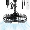 thumbnail image 1 of Patiosunny 20" Outdoor Ceiling Fan with Lights,IP65 Waterproof Gazebo Hanging Fan with Remote Control, Plug in Caged Ceiling Fan with 3CCT 6-Speeds for Patio Porch Pergola, Black, 1 of 7