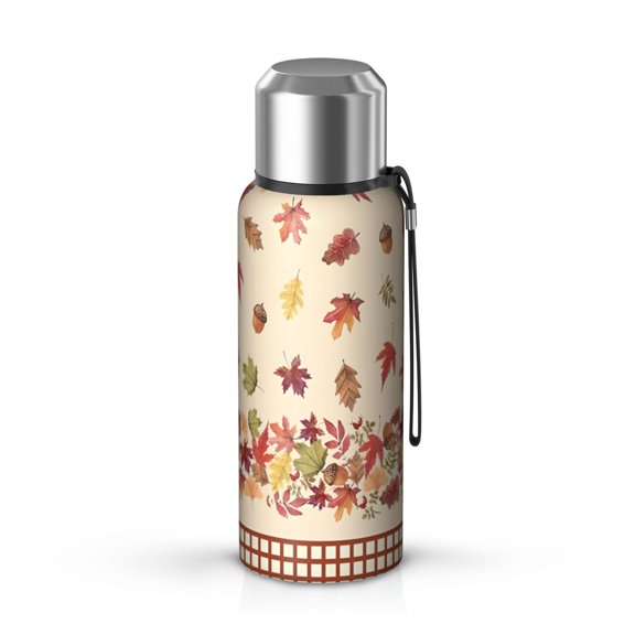 20 Oz Autumn Fall Leaves Pattern Coffee Tumbler Double Wall Insulated Stainless Steel Water Bottle | Metal Reusable Thermoses Flask with Cup Cap | Leak & Sweat Proof with Anti-Dust Lid