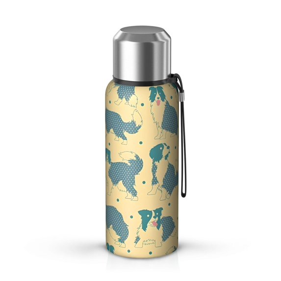 20 Oz Border Collie Coffee Tumbler Double Wall Insulated Stainless Steel Water Bottle | Metal Reusable Thermoses Flask with Cup Cap | Leak & Sweat Proof with Anti-Dust Lid