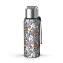 20 Oz Bulldog Dog and Flower Florals Coffee Tumbler Double Wall Insulated Stainless Steel Water Bottle | Metal Reusable Thermoses Flask with Cup Cap | Leak & Sweat Proof with Anti-Dust Lid