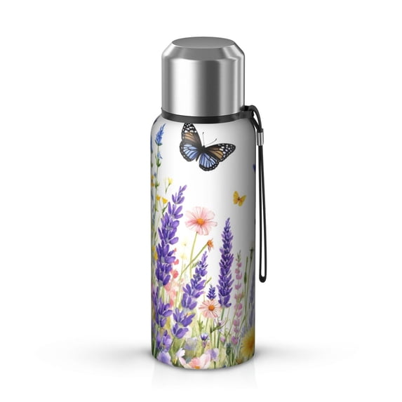 20 Oz Butterfly and Flower Coffee Tumbler Double Wall Insulated Stainless Steel Water Bottle | Metal Reusable Thermoses Flask with Cup Cap | Leak & Sweat Proof with Anti-Dust Lid