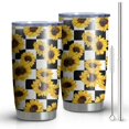 thumbnail image 1 of 20 Oz Checke Sunflower Coffee Tumbler Double Wall Insulated Stainless Steel Water Bottle | Metal Reusable Thermoses Flask with Cup Cap | Leak & Sweat Proof with Anti-Dust Lid, 1 of 7