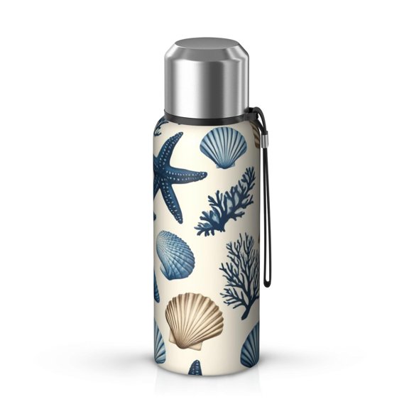 20 Oz Coastal Coral Starfish Coffee Tumbler Double Wall Insulated Stainless Steel Water Bottle | Metal Reusable Thermoses Flask with Cup Cap | Leak & Sweat Proof with Anti-Dust Lid