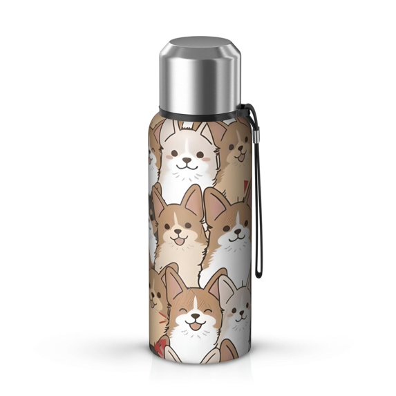 20 Oz Corgi Crowd Coffee Tumbler Double Wall Insulated Stainless Steel Water Bottle | Metal Reusable Thermoses Flask with Cup Cap | Leak & Sweat Proof with Anti-Dust Lid