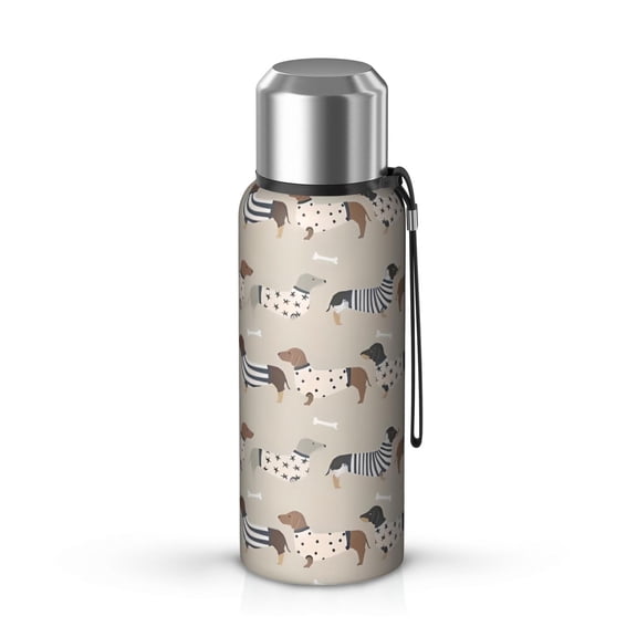 20 Oz Cute Cartoon Dachshund Coffee Tumbler Double Wall Insulated Stainless Steel Water Bottle | Metal Reusable Thermoses Flask with Cup Cap | Leak & Sweat Proof with Anti-Dust Lid