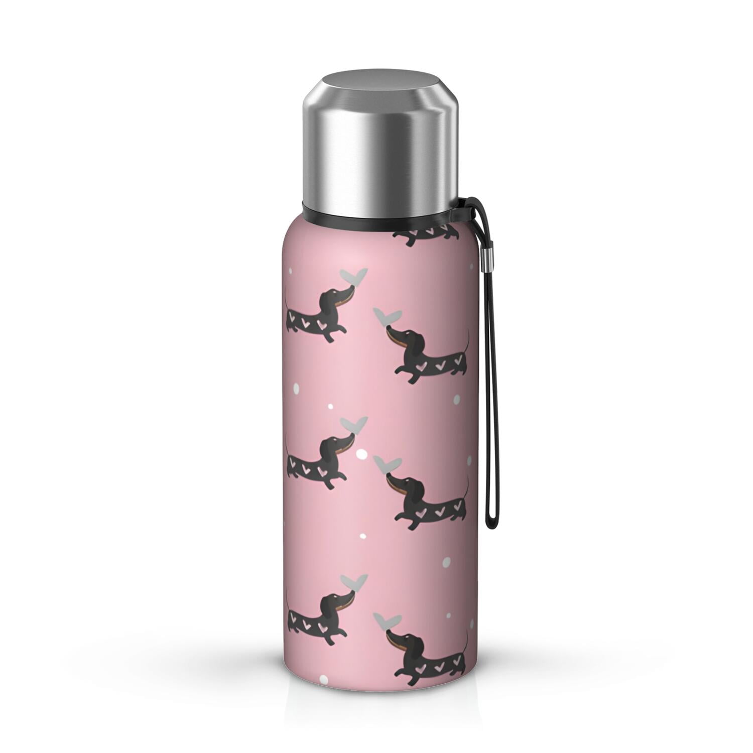 20 Oz Cute Cartoon Dachshund Coffee Tumbler Double Wall Insulated Stainless Steel Water Bottle | Metal Reusable Thermoses Flask with Cup Cap | Leak & Sweat Proof with Anti-Dust Lid