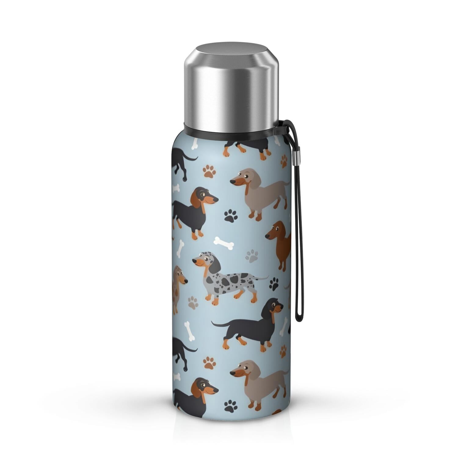 20 Oz Cute Dachshund and Dog Footprint Coffee Tumbler Double Wall Insulated Stainless Steel Water Bottle | Metal Reusable Thermoses Flask with Cup Cap | Leak & Sweat Proof with Anti-Dust Lid