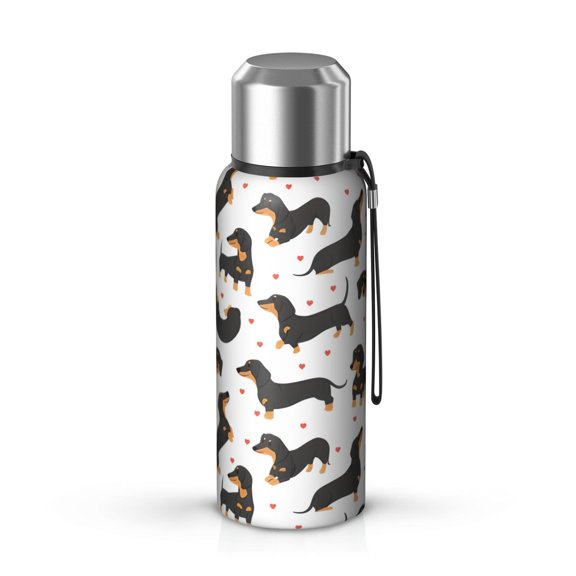 20 Oz Dachshund and Heart Coffee Tumbler Double Wall Insulated Stainless Steel Water Bottle | Metal Reusable Thermoses Flask with Cup Cap | Leak & Sweat Proof with Anti-Dust Lid