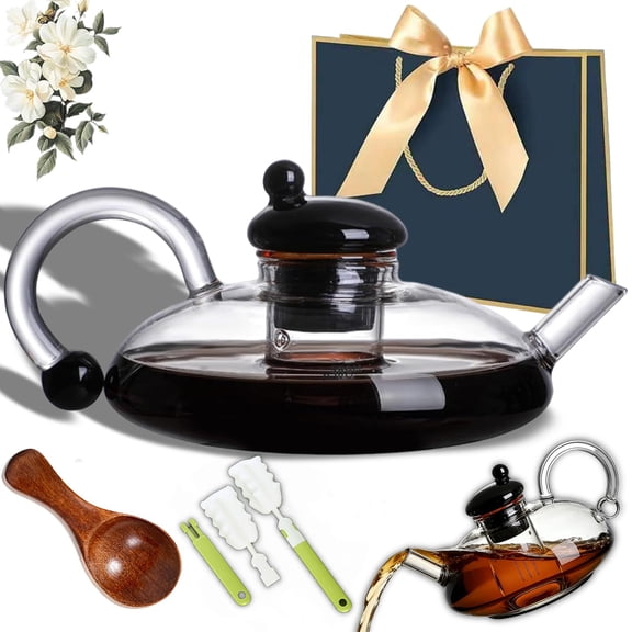 20 Oz Electric Glass Teapot with Warmer, Glass Teapot with Infuser and ElectricWarmer, Electricity Kettle and Tea Pot Set, Automatic Heating Base, Tea Brewing Kit