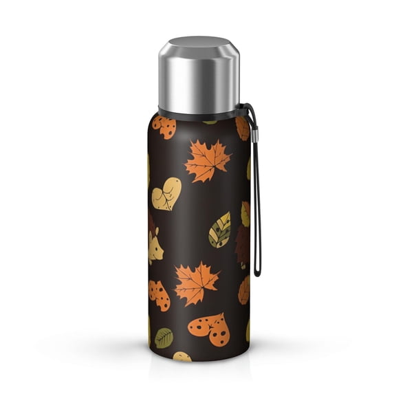 20 Oz Fall Autumn Hedgehog Leaves Coffee Tumbler Double Wall Insulated Stainless Steel Water Bottle | Metal Reusable Thermoses Flask with Cup Cap | Leak & Sweat Proof with Anti-Dust Lid